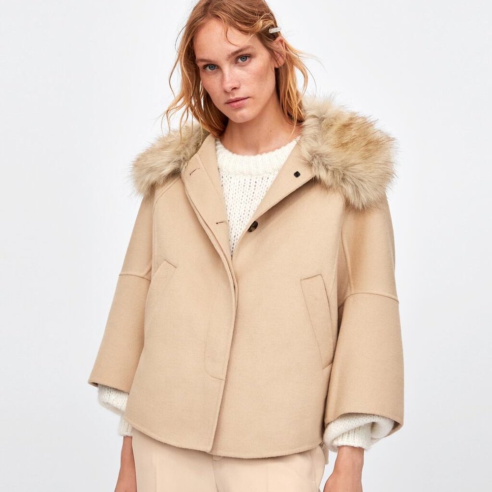 ZARA Textured Cape Coat